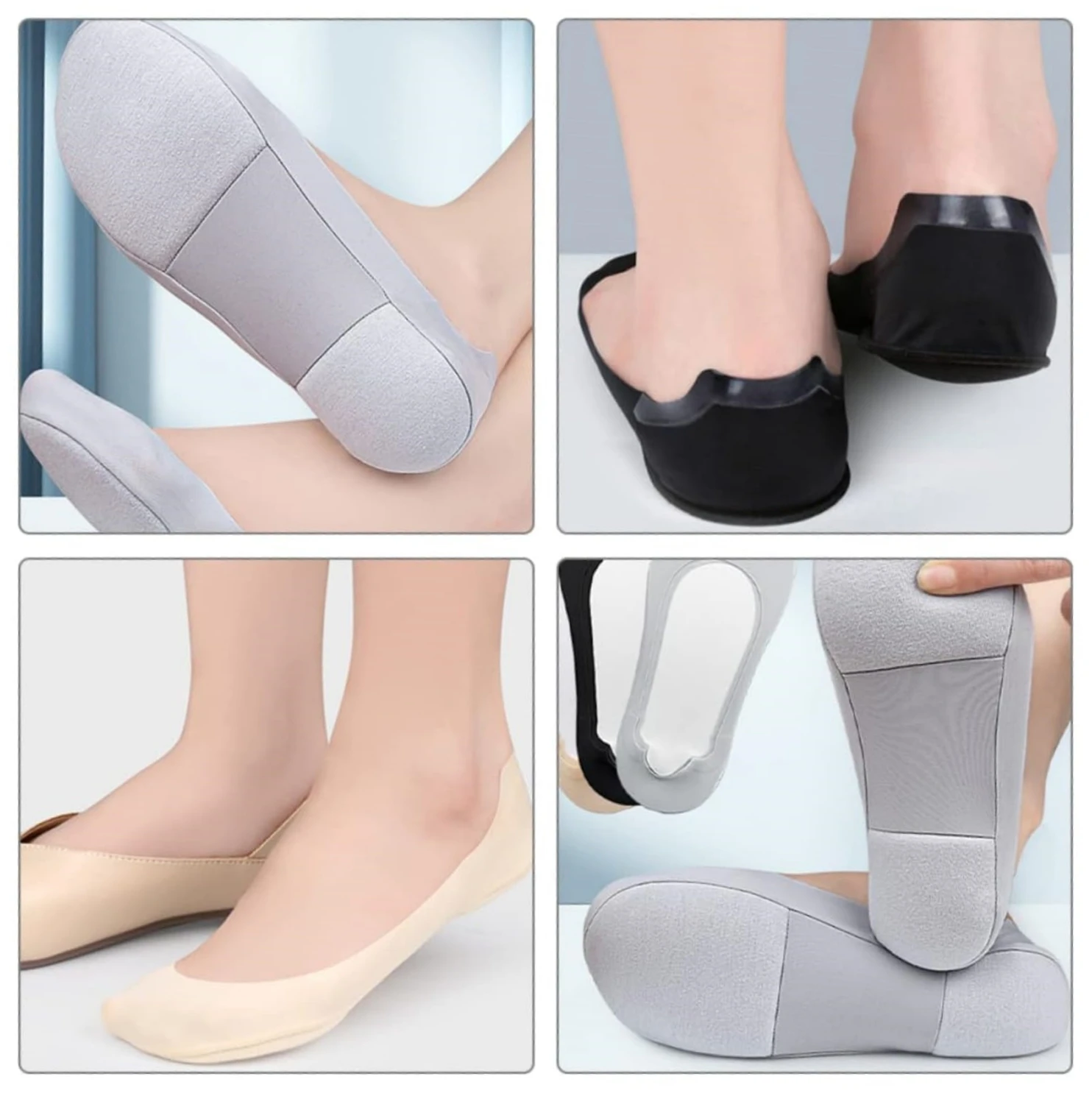 Women's 3D Anti-Slip Low-Cut Boat Socks,Comfortable Invisible Liner Boat Socks, Soft Sponge Cushioning Shock Absorption