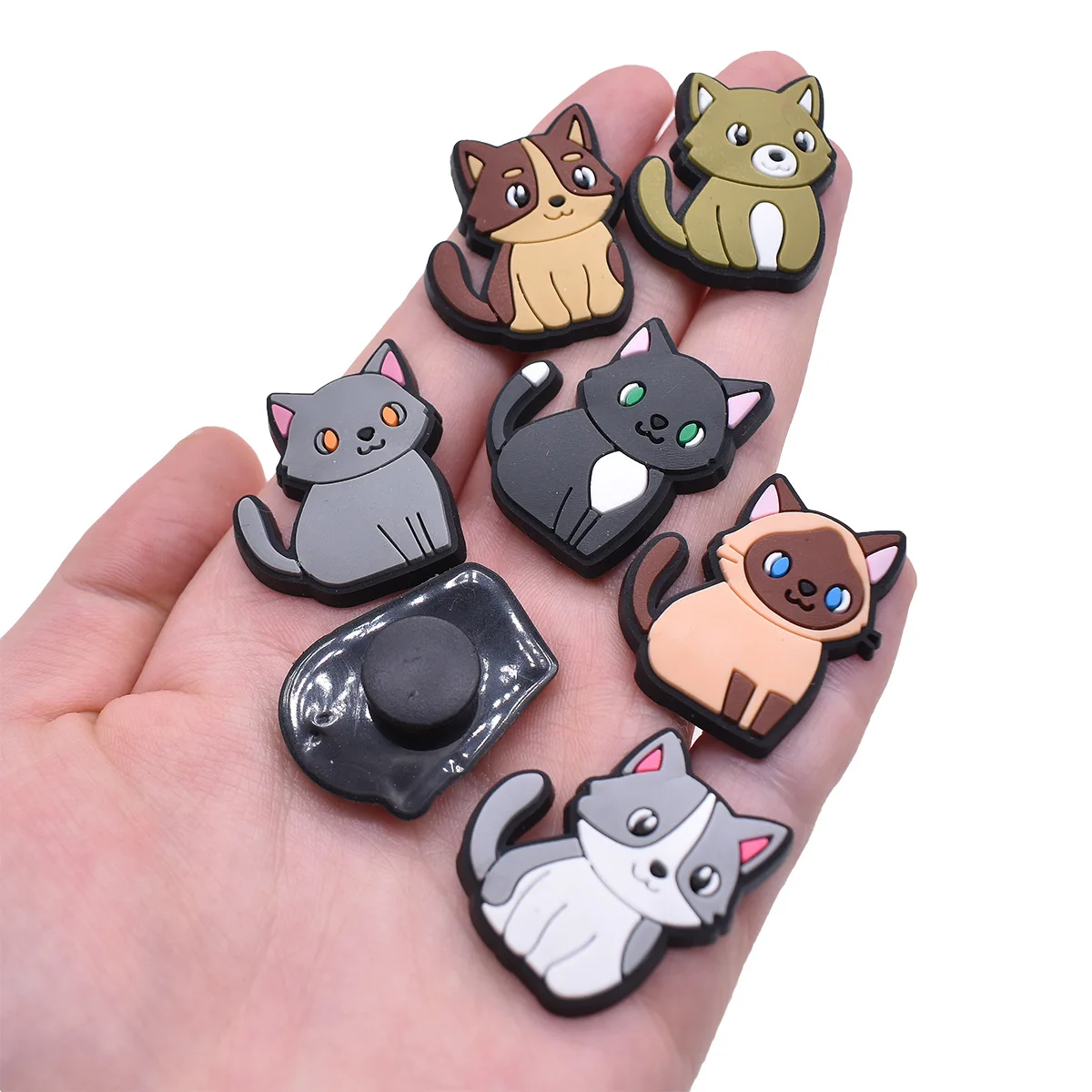 15Pcs Set PVC Soft Rubber Cute Cat Shoe Charms DIY Removable Shoe Buckles Detachable For Hole Clogs Sandals Sneaker Accessories