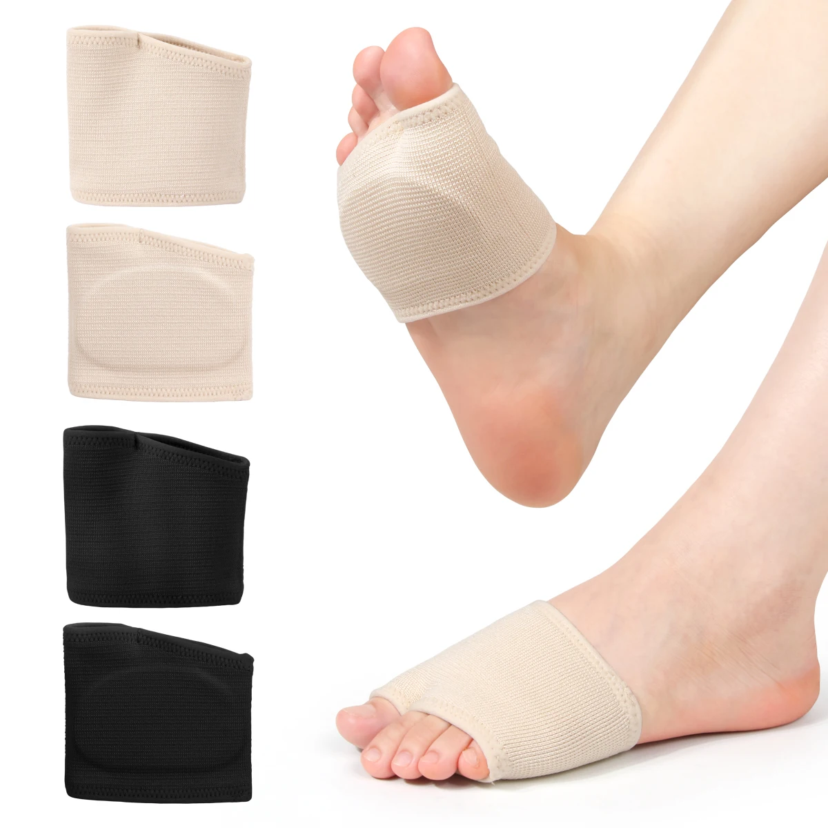 Silicone Gel Metatarsal Pads for Men and Women, Fabric Sleeve Forefoot Cushion Toe Separators for Metatarsalgia & Sesamoiditis