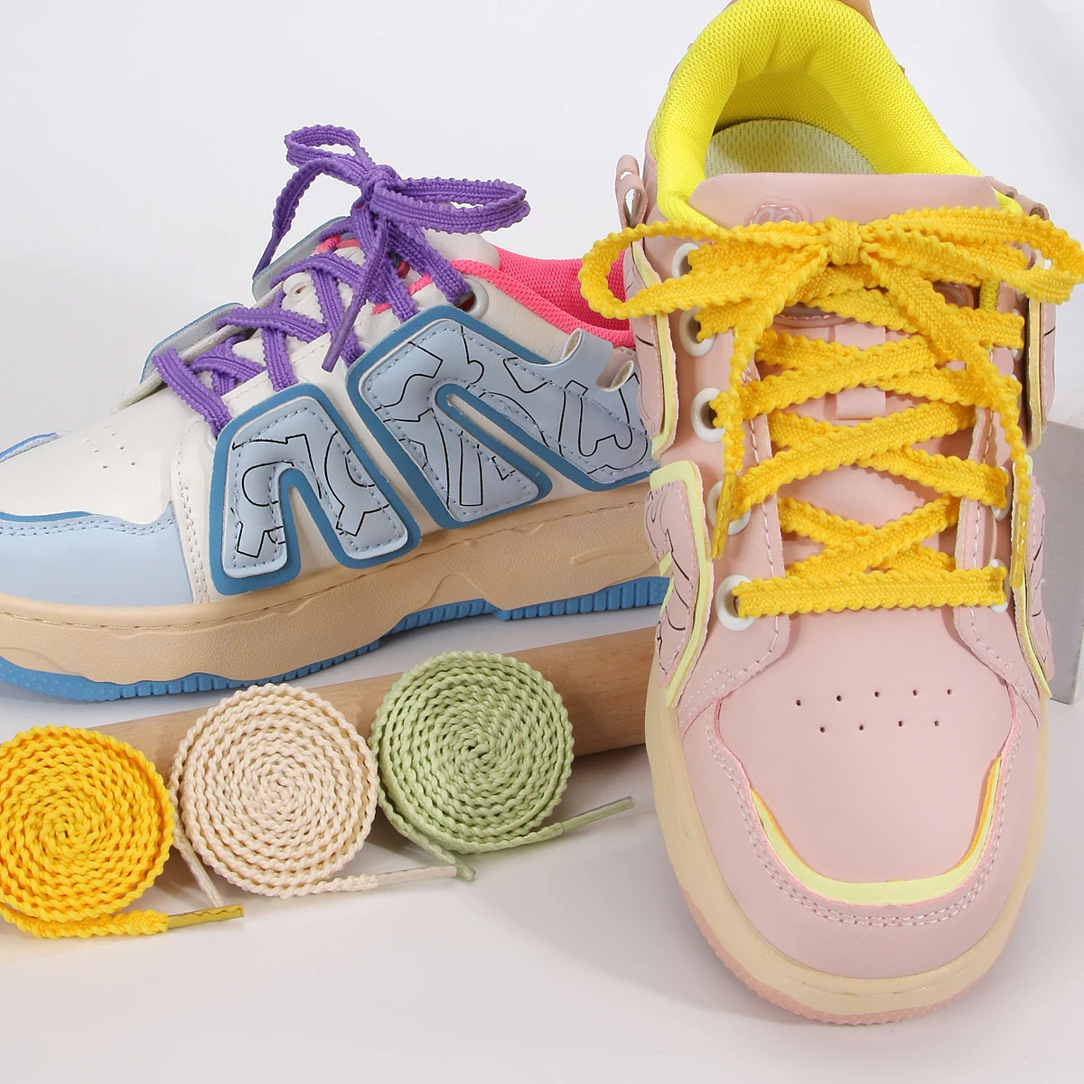 New Casual Sneakers Tennis Flat Shoelaces Fashion Rope Shoelace for Shoes Solid Color Flat Woven Laces Shoes Accessories