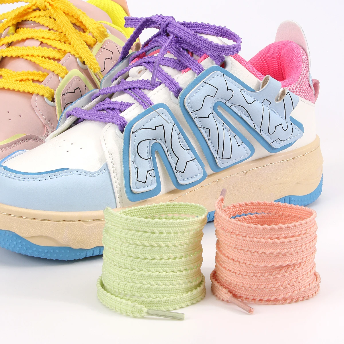 New Casual Sneakers Tennis Flat Shoelaces Fashion Rope Shoelace for Shoes Solid Color Flat Woven Laces Shoes Accessories