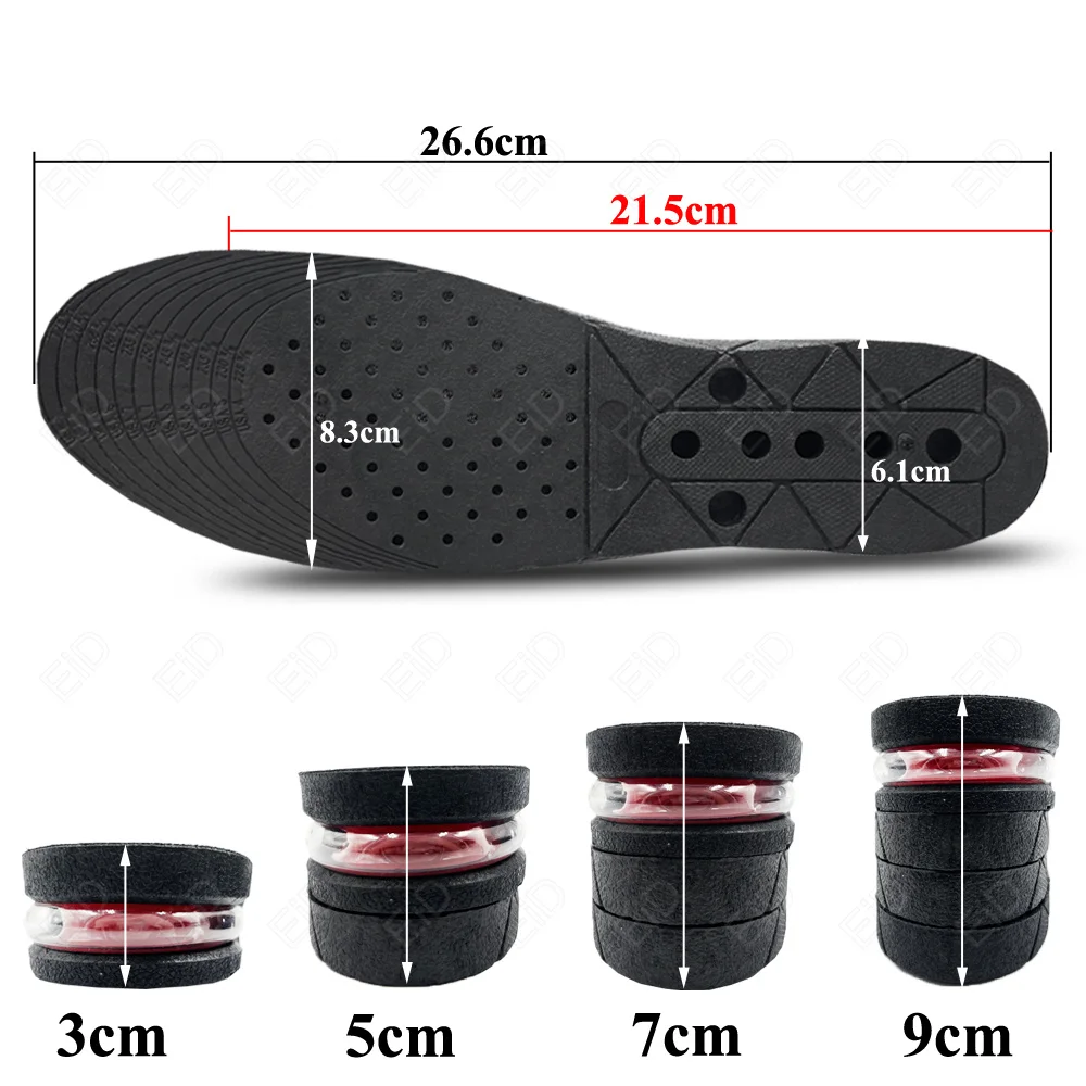 EiD 3-9cm Height Increase Insole Cushion Height Lift Adjustable Cut Shoe Heel Insert Taller shockarch Support Absorbant Foot Pad
