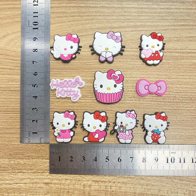 10Pcs Hello Kitty Shoes Charms Cute Pink Bow Shoe Charms for Clogs Cartoon Shoe Decorations Accessories for Girls Party Favors