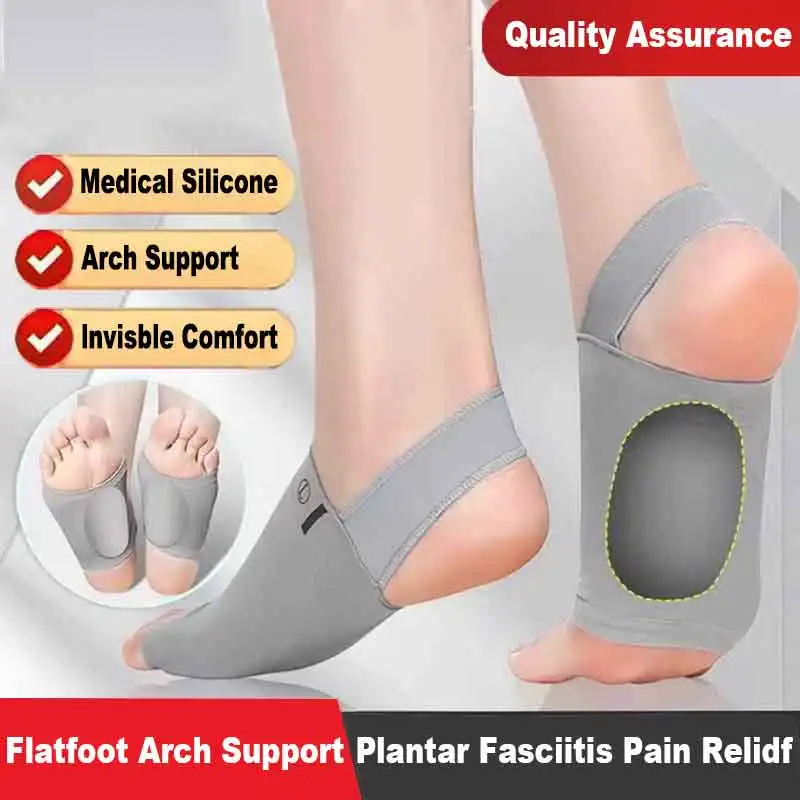 Silicone Arch Support Insoles for Woman Men Flat Foot Corrector Plantar Fasciitis Pain Relief Sleeve Socks Orthotic Insoles