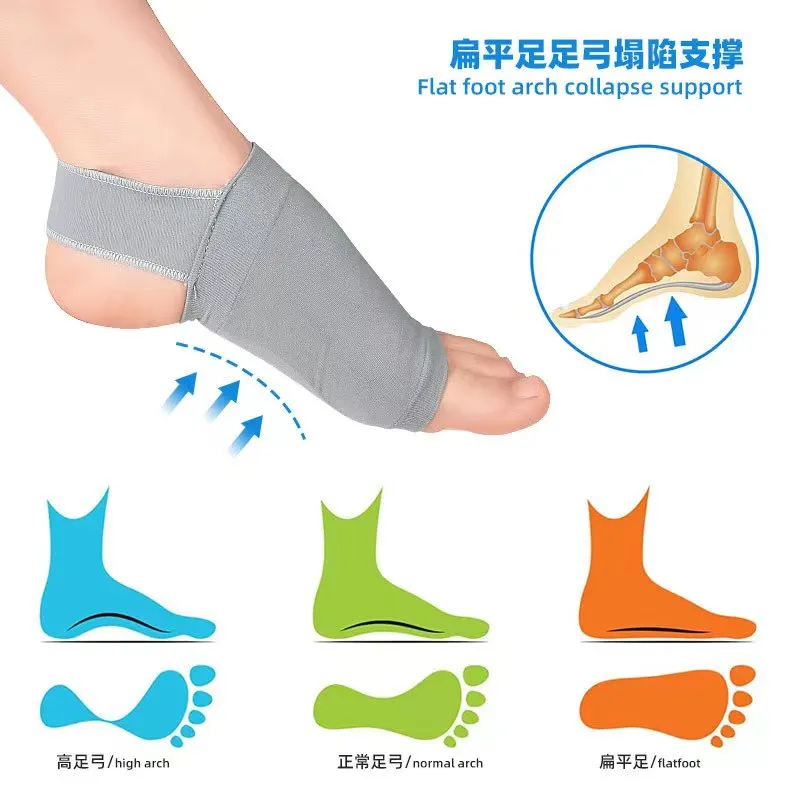 Silicone Arch Support Insoles for Woman Men Flat Foot Corrector Plantar Fasciitis Pain Relief Sleeve Socks Orthotic Insoles