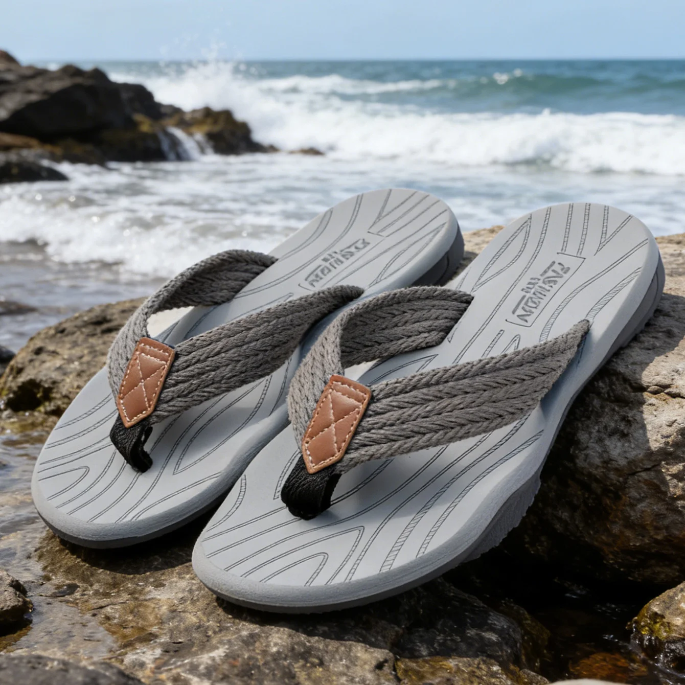 Men's flip flops TPR sole summer beach casual shoes breathable quick drying comfortable indoor and outdoor shoes