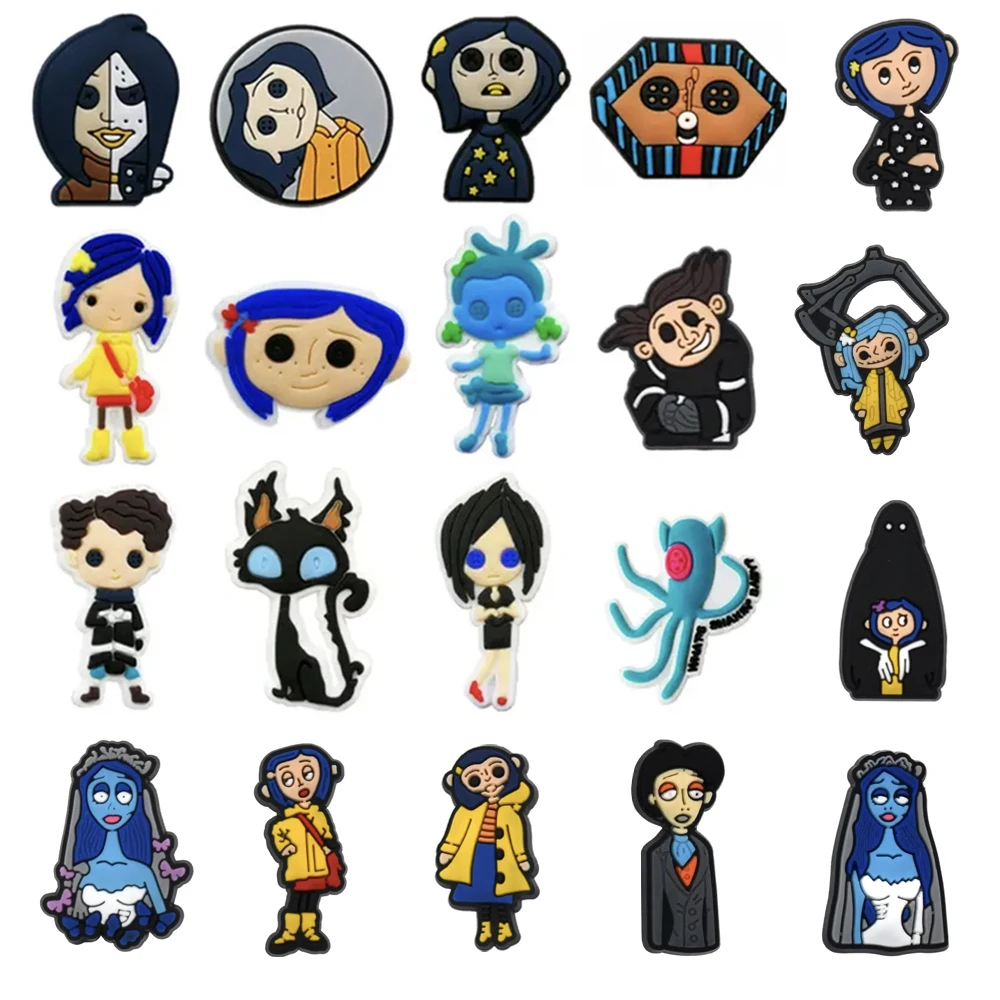 13-25Pcs Animation Movie Coraline The Secret Door Shoe Charms Cartoon Clog Sandals Shoes Decorate Aceessories Buckle Gifts