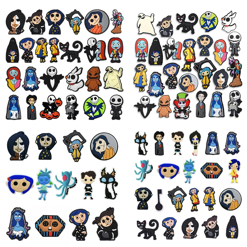 13-25Pcs Animation Movie Coraline The Secret Door Shoe Charms Cartoon Clog Sandals Shoes Decorate Aceessories Buckle Gifts
