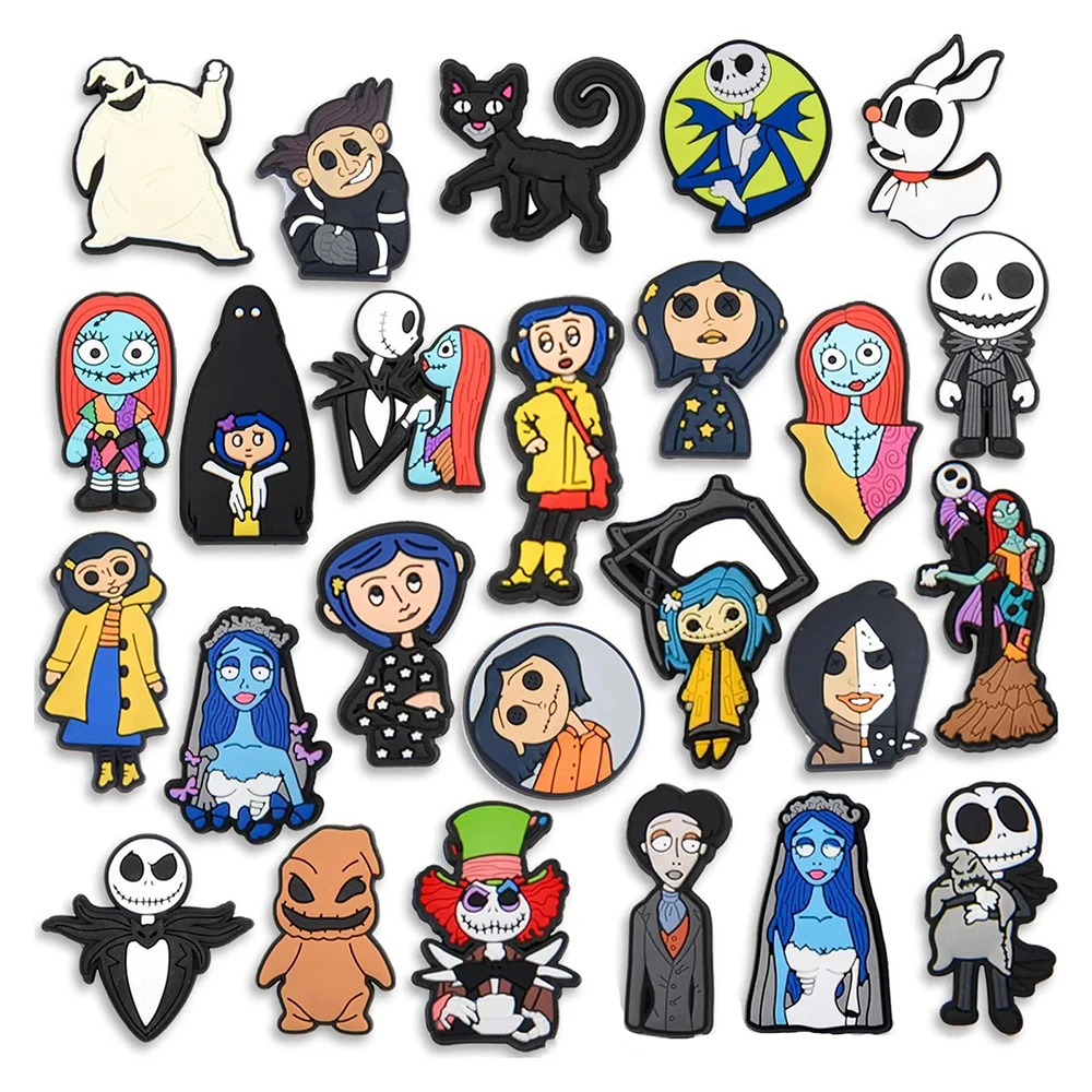 13-25Pcs Animation Movie Coraline The Secret Door Shoe Charms Cartoon Clog Sandals Shoes Decorate Aceessories Buckle Gifts