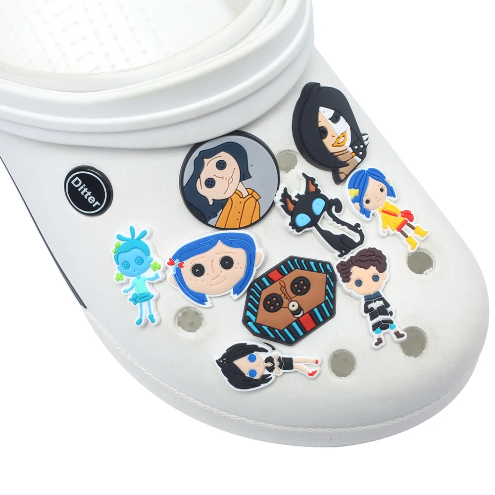 13-25Pcs Animation Movie Coraline The Secret Door Shoe Charms Cartoon Clog Sandals Shoes Decorate Aceessories Buckle Gifts