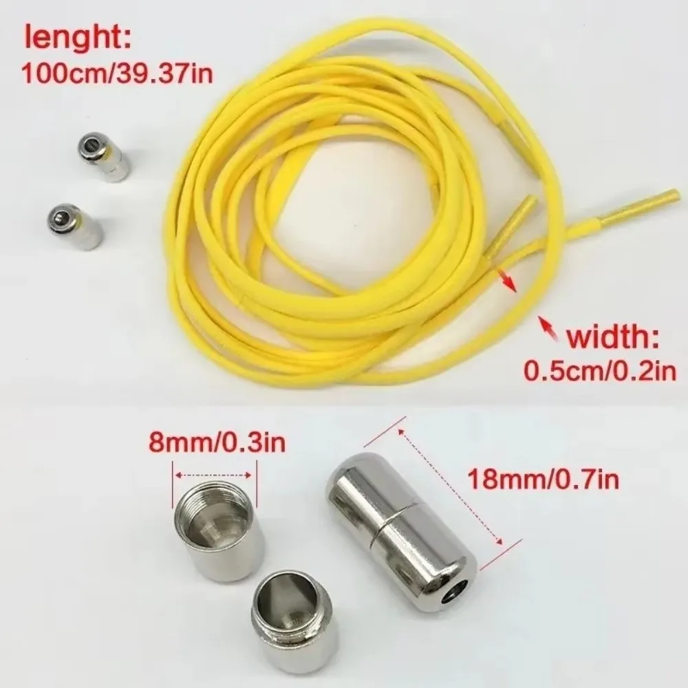 Semicircle No Tie Shoelaces Metal Lock Elastic Sneaker Shoestrings Adjustable One Size Fits All Shoe Laces Shoes Accessories