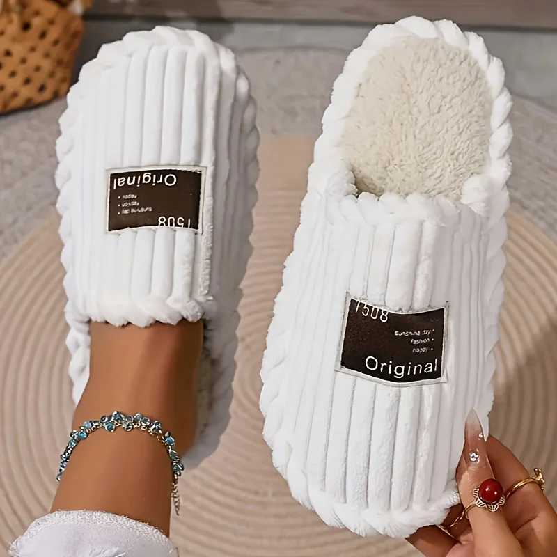 Women's Slippers Non-Slip Home Cotton Slides Keep Warm Plush Shoes Winter Fashion Slippers Comfortable Women's Shoes Fur Lining
