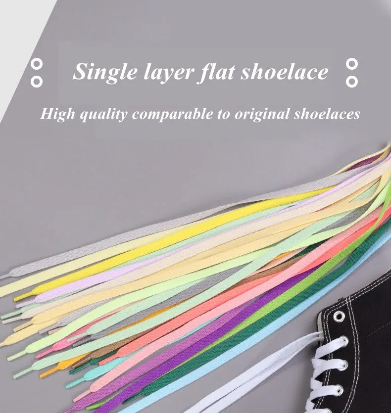 1Pair 36colors Flats Shoelaces Classic Shoe Laces Off Sneaker White  Sports Men Women Children Shoelace Casual Shoe Strings
