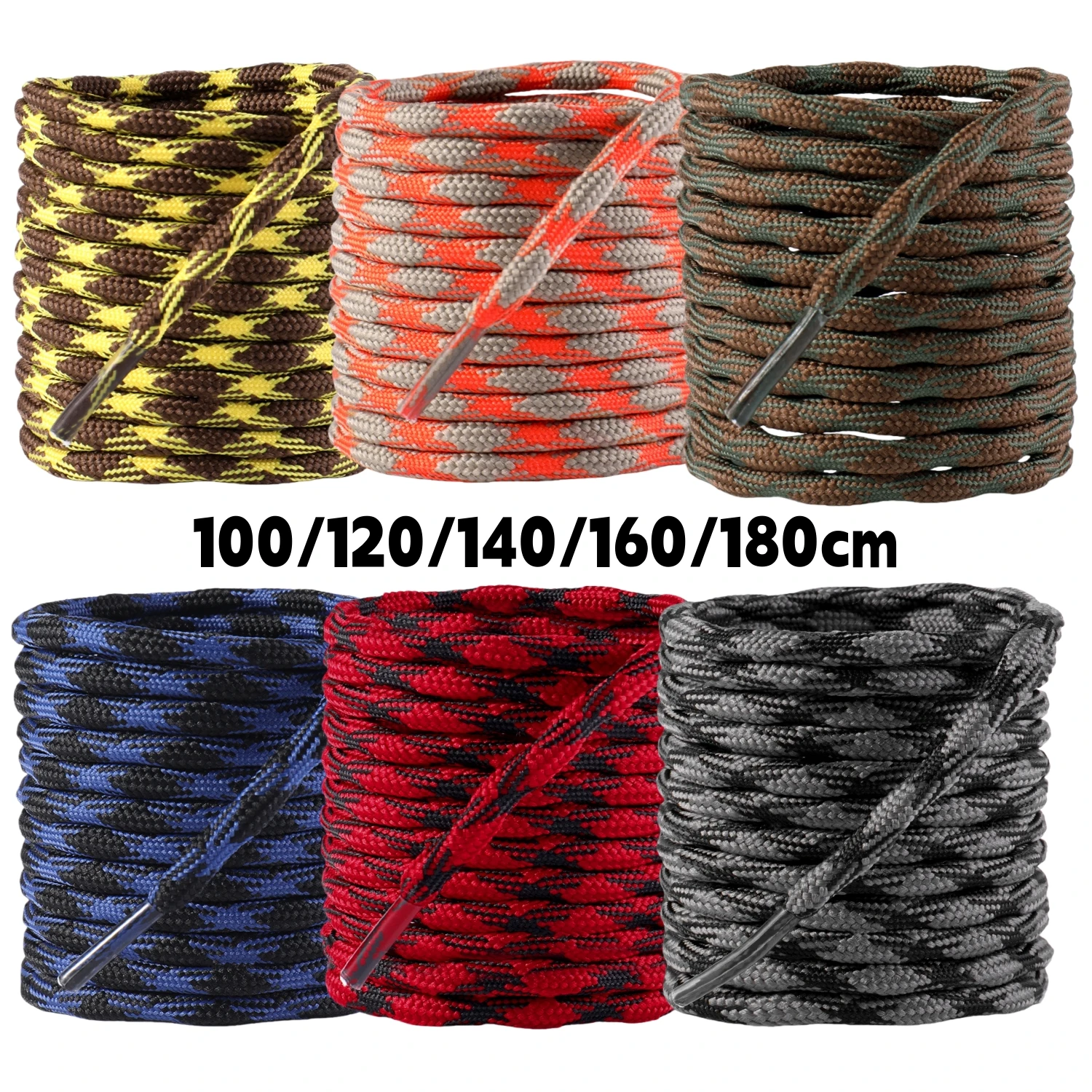 2 Pairs Round Wave Shape Non Slip Heavy Duty and Durable Outdoor Climbing Shoelaces Hiking Shoe Laces Shoestrings