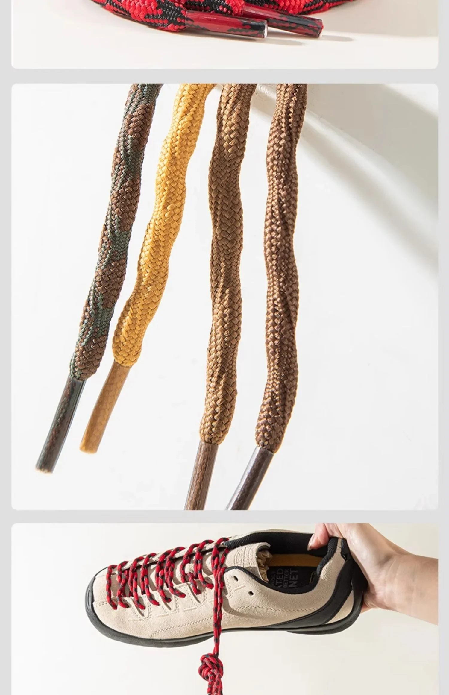 Spherical Anti-skid Design Outdoor Shoelaces Round Shoe Laces Baskets Boots Laces for Shoes 100/120/140/160cm Shoe Accessories