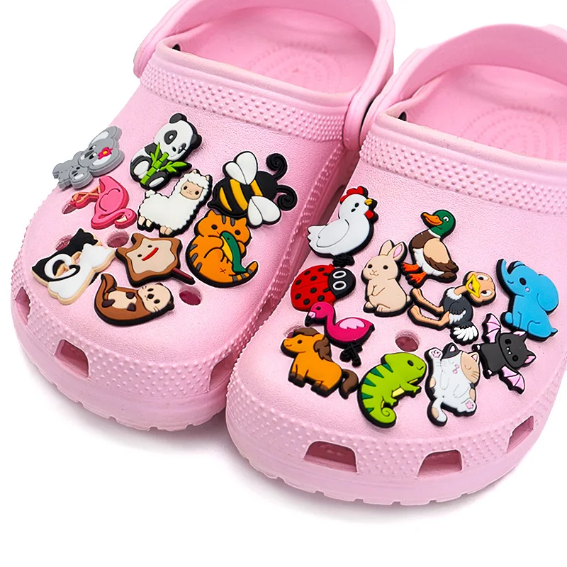 1/25pcs Cute Animal Shoe Charms Funny Cat Pig Panda Shoe Decorations Accessories Koala Ladybug Clog Jeans for Kids