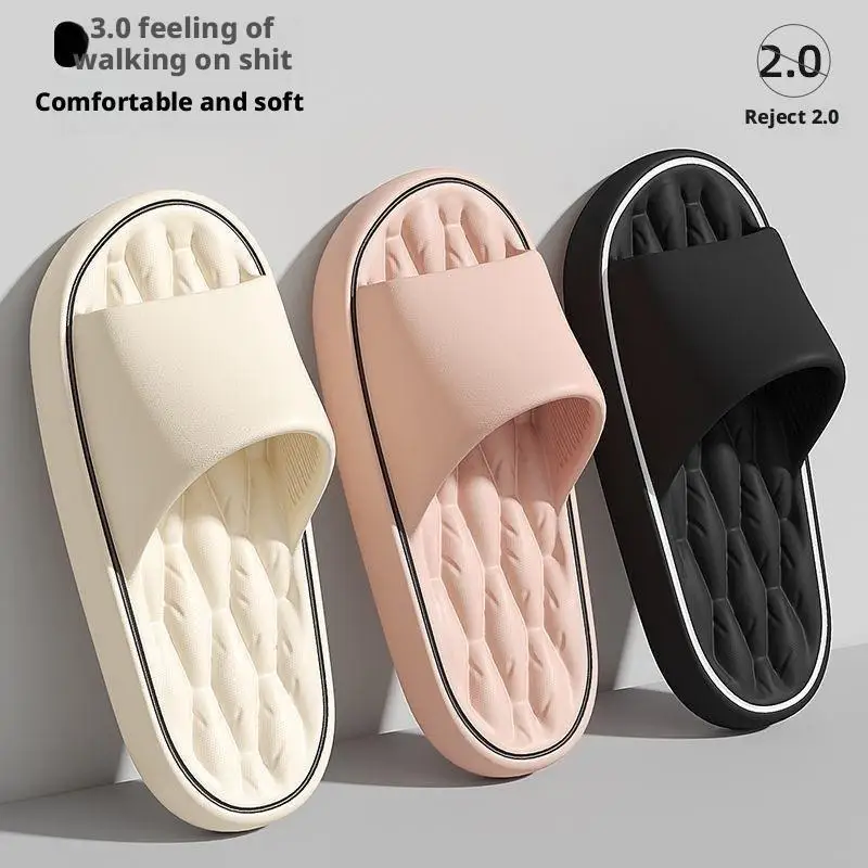 Line Pattern Slippers for Couple - Summer Non-Slip Indoor Slides, Soft EVA House Shoes, His and Hers Bathroom Sandals Quick-Dry