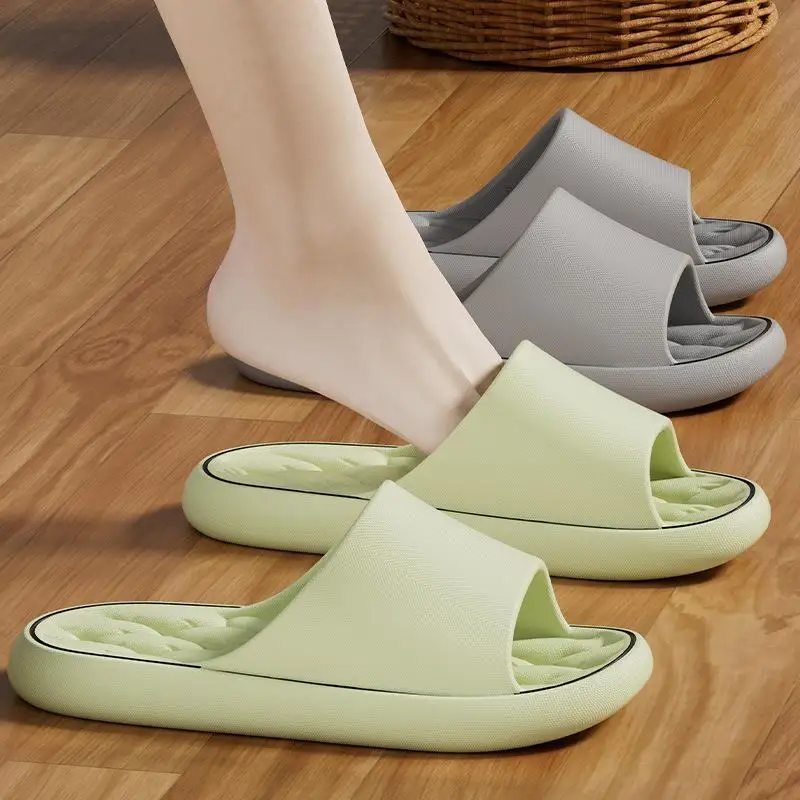 Line Pattern Slippers for Couple - Summer Non-Slip Indoor Slides, Soft EVA House Shoes, His and Hers Bathroom Sandals Quick-Dry