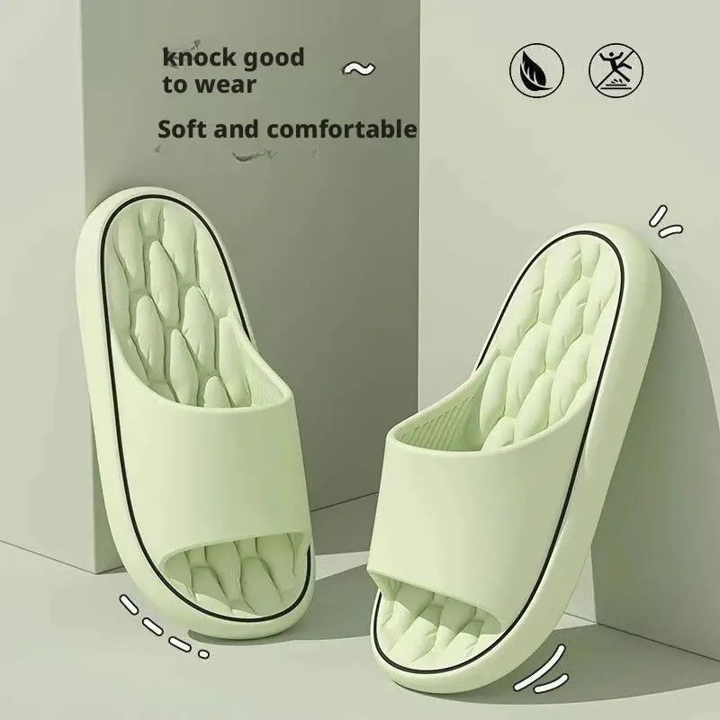 Line Pattern Slippers for Couple - Summer Non-Slip Indoor Slides, Soft EVA House Shoes, His and Hers Bathroom Sandals Quick-Dry