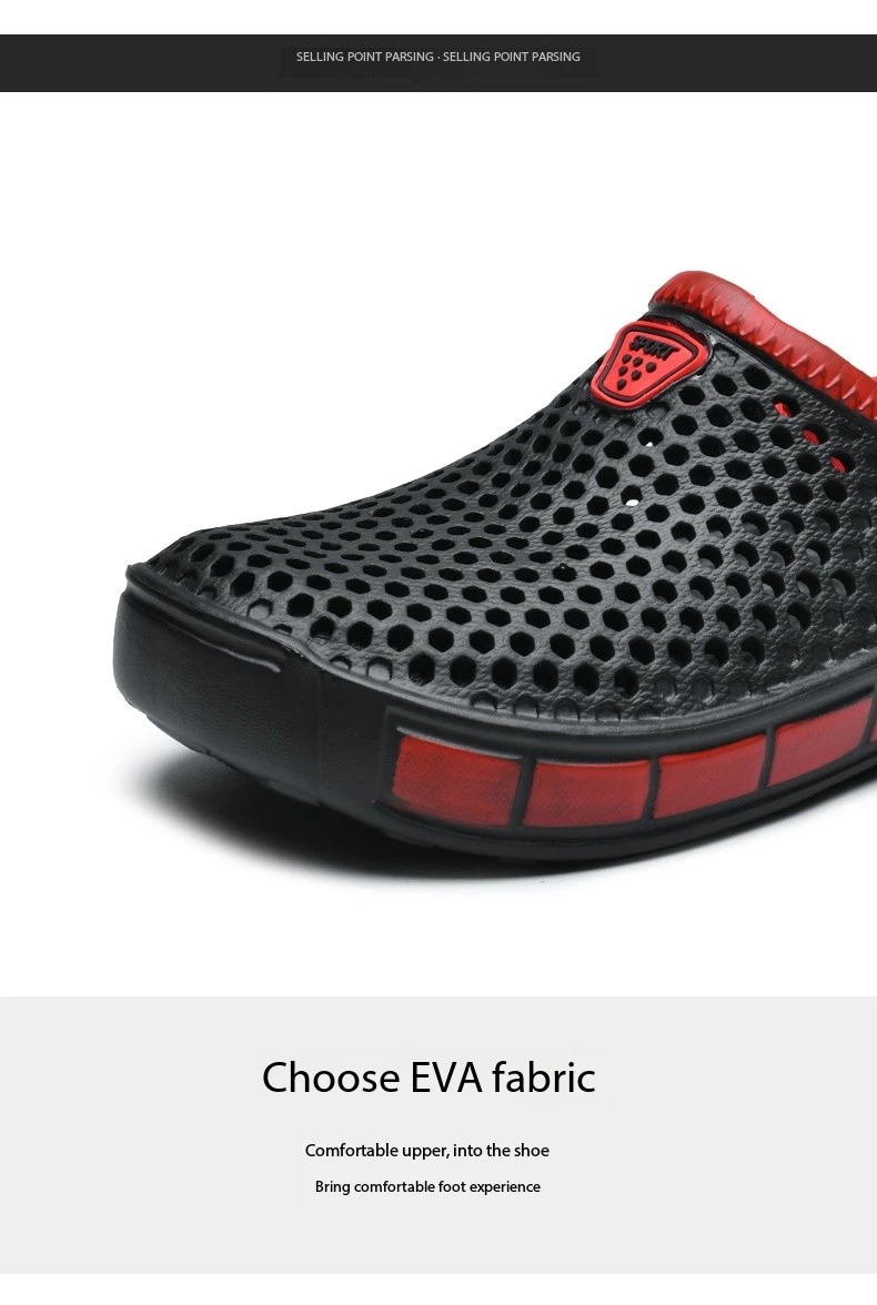 Men's lightweight casual slip-on sandals, non-slip indoor and outdoor beach clogs, simple solid color slip-on shoes
