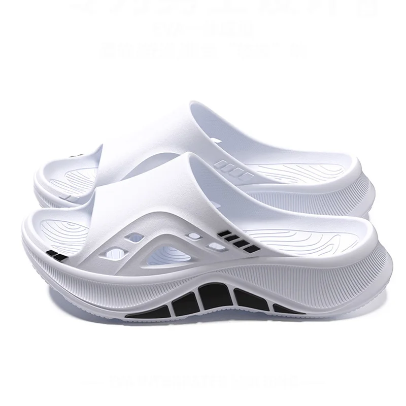Striped Thick Bottom Sport Sandals Men Fashion Design Hollow Out Non Slip Eva Slippers Men Comfortable Soft Sole Beach Flip Flop