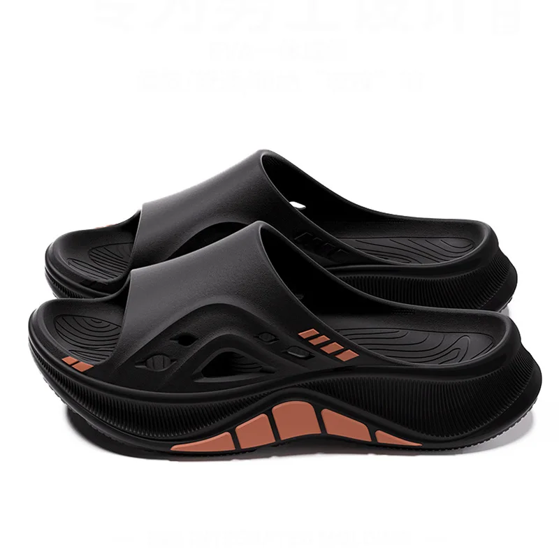 Striped Thick Bottom Sport Sandals Men Fashion Design Hollow Out Non Slip Eva Slippers Men Comfortable Soft Sole Beach Flip Flop