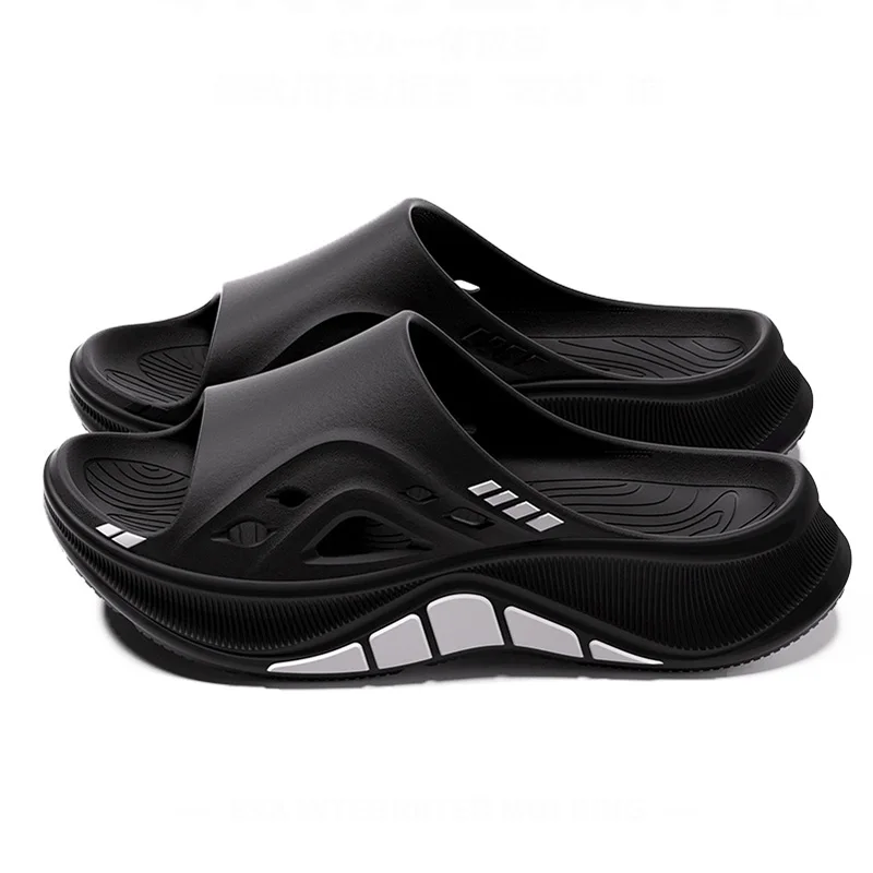 Striped Thick Bottom Sport Sandals Men Fashion Design Hollow Out Non Slip Eva Slippers Men Comfortable Soft Sole Beach Flip Flop