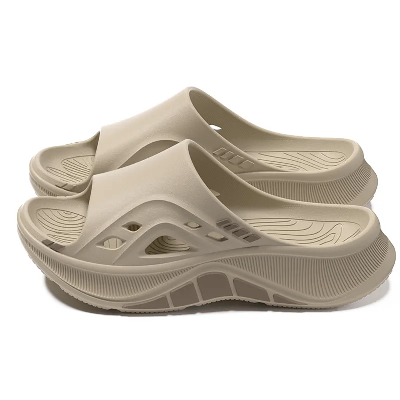 Striped Thick Bottom Sport Sandals Men Fashion Design Hollow Out Non Slip Eva Slippers Men Comfortable Soft Sole Beach Flip Flop