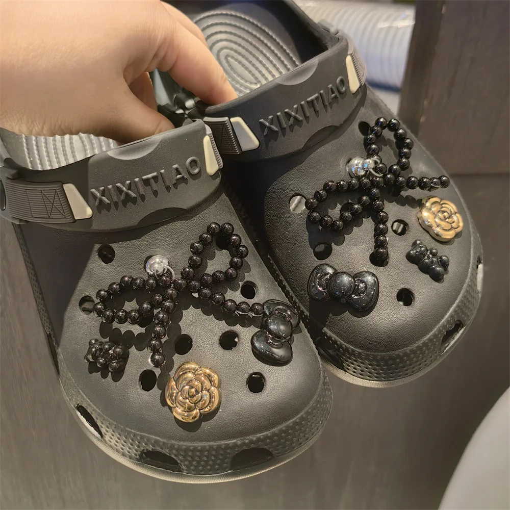 New Pearl Bow Shoe Charms Set Pearl Flower Advanced Shoe Decorations DIY Detachable Buckle Shoes Accessories