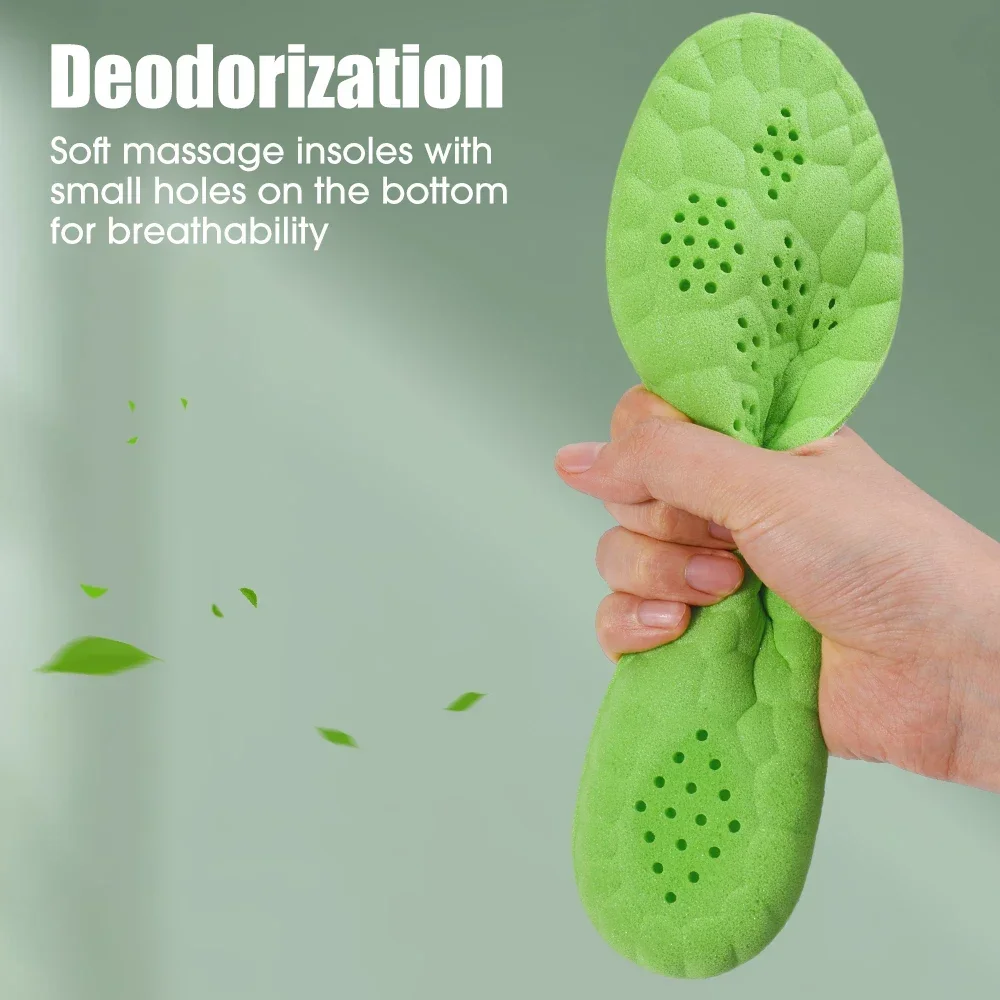 Thick Sports Insoles Both Men and Women Fully Padded with Anti Odor Sweat Absorbing Breathable High Elasticity for Long Standing