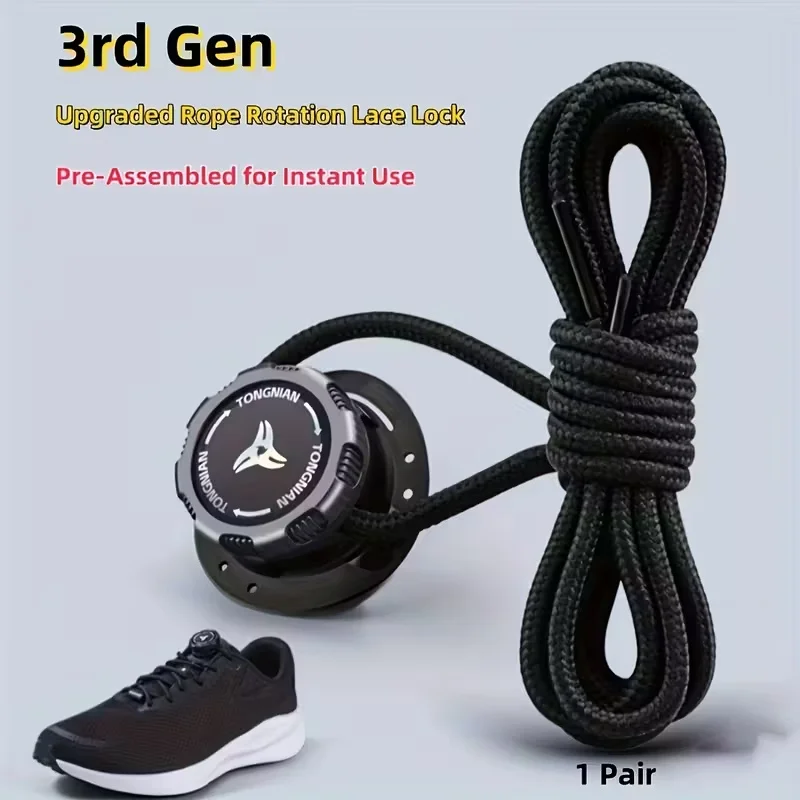 Quick-Tie Casual Sneaker Laces, No-Tie Locking System - Plastic Rotating Shoelace Fasteners - Secure Lock Sport Shoe Accessories