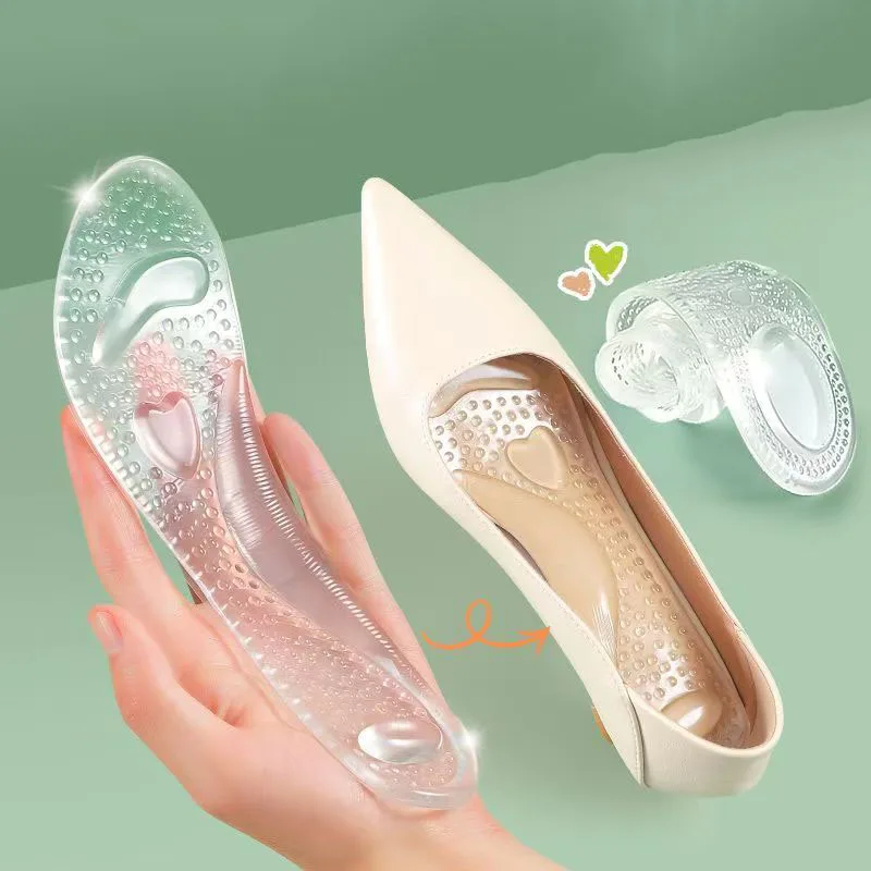 1 Pair of Silicone High Top Insoles for Men and Women, Non-Slip Shock-Absorbing Insoles, Soft and Flexible Shoes