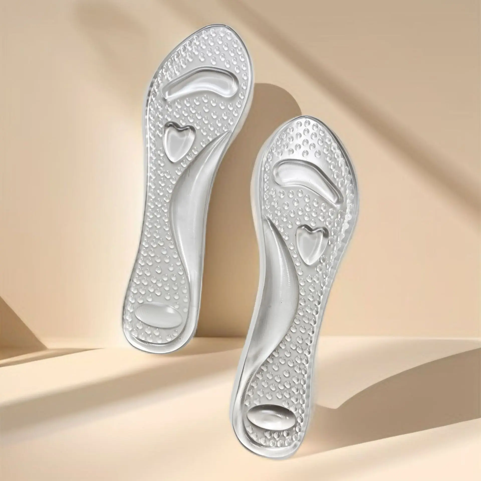 1 Pair of Silicone High Top Insoles for Men and Women, Non-Slip Shock-Absorbing Insoles, Soft and Flexible Shoes