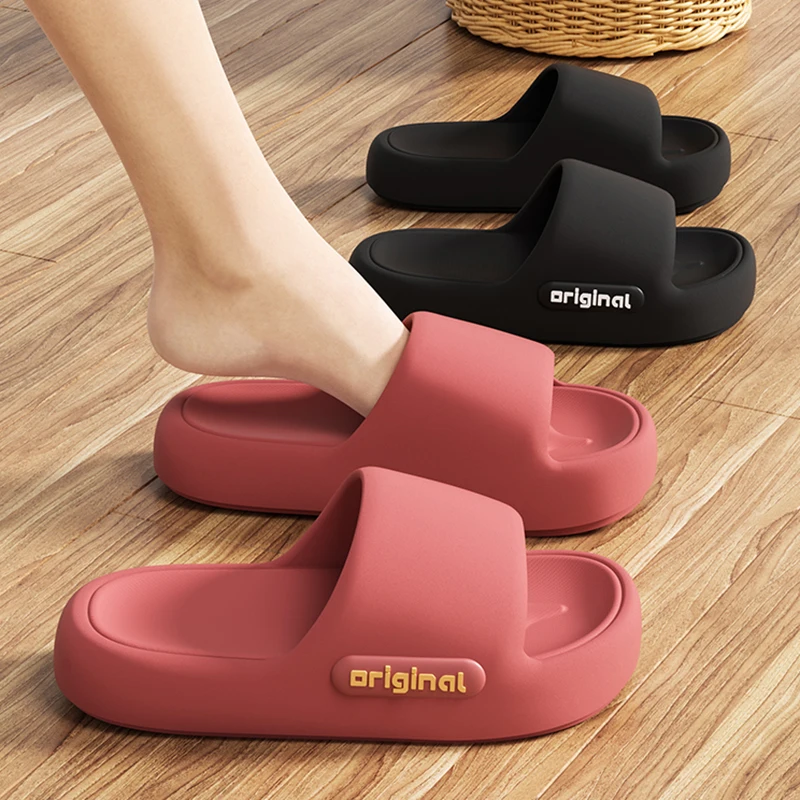 Letter Printed Thick Bottom Pillow Slippers Women 2026 Indoor Soft Platform Slides Woman Outdoor Non Slip Beach Flip Flops 45