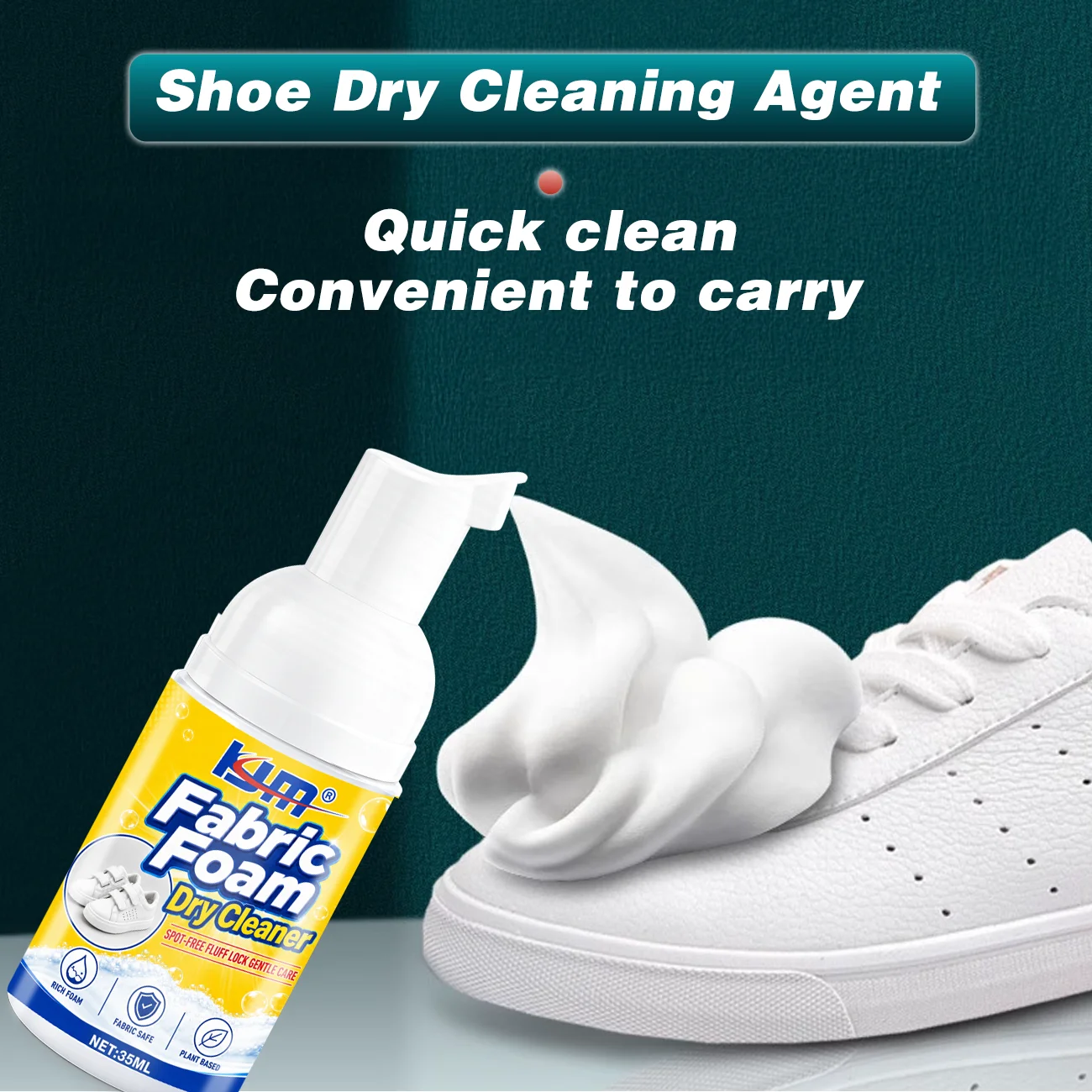 KJM Shoe Dry Cleaning Foam Agent, Quick Clean Foam Cleaner for White Sneakers, Canvas Shoes and Footwear