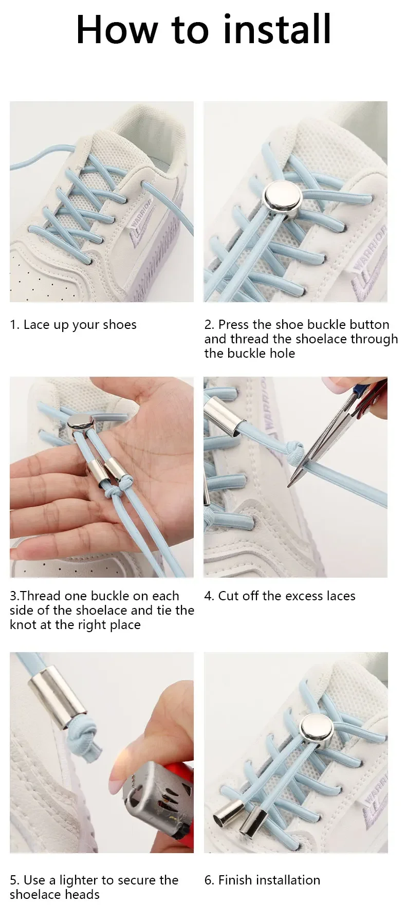 Tieless Elastic Shoe Laces No Tie Shoelaces Round Shoelace Sneakers for Kids and Adult with Strong Lock and Speed Shoestrings