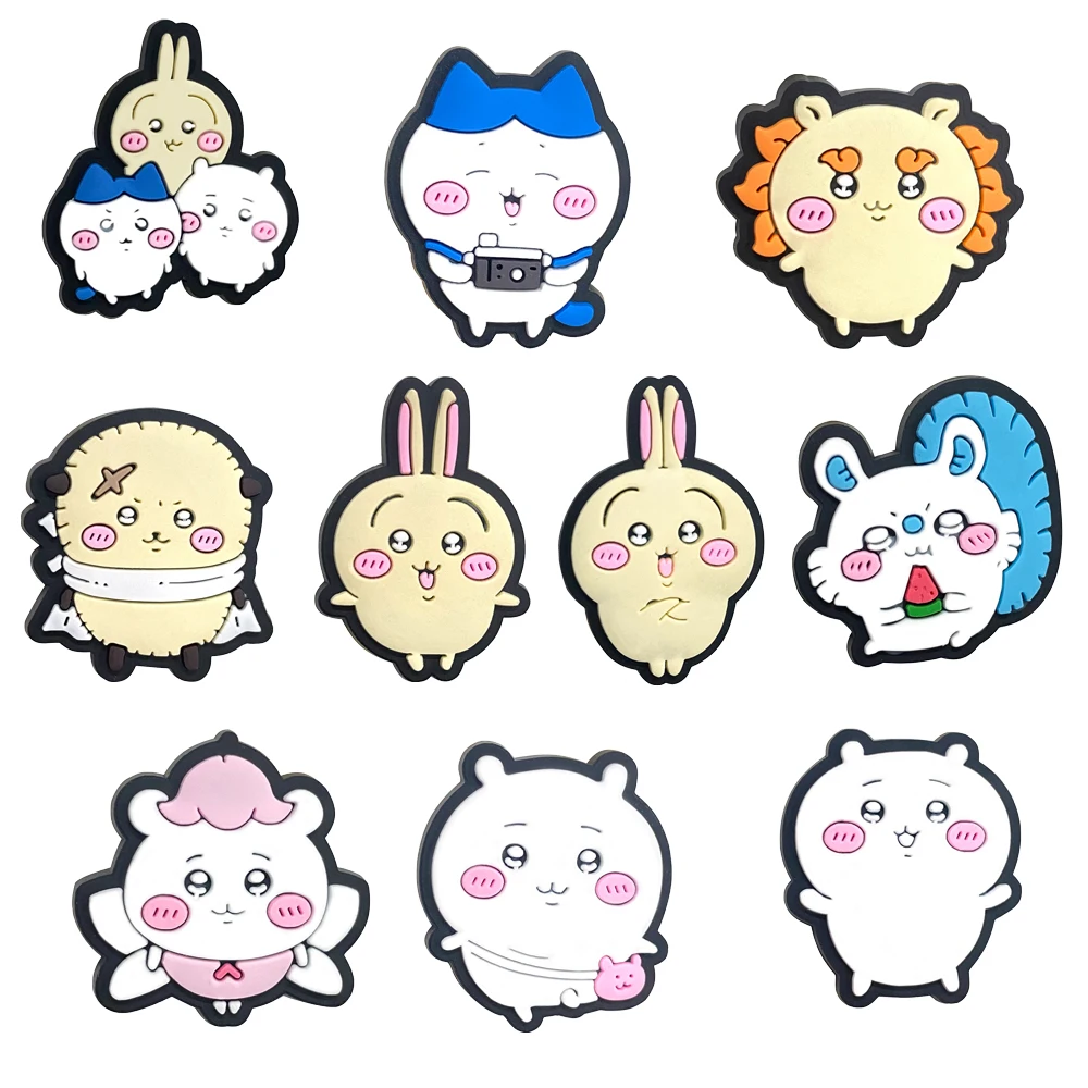 New 10pcs Creativity Cute Japan Cartoon Series PVC Shoe Accessories Fit Wristbands Hole Slipper DIY Detachable Fashion Gifts
