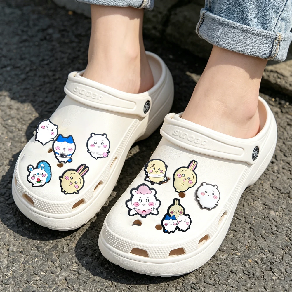 New 10pcs Creativity Cute Japan Cartoon Series PVC Shoe Accessories Fit Wristbands Hole Slipper DIY Detachable Fashion Gifts