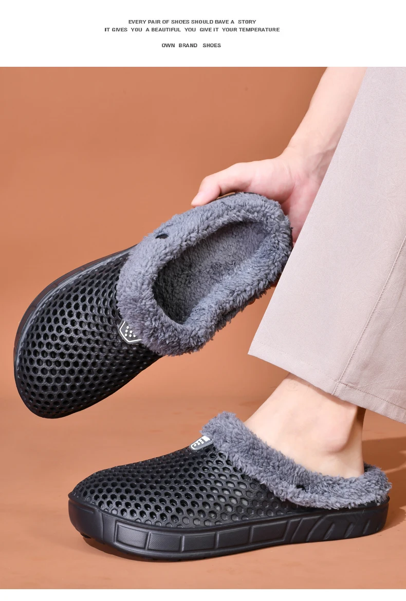 Couple Style Men's and Women's Cotton Slippers Winter Warm Plus Velvet Thickened Clogs Mule Shoes