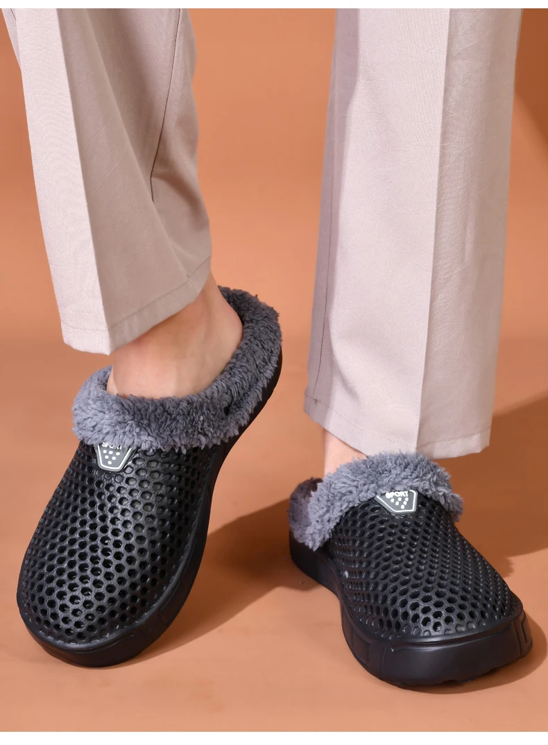 Couple Style Men's and Women's Cotton Slippers Winter Warm Plus Velvet Thickened Clogs Mule Shoes