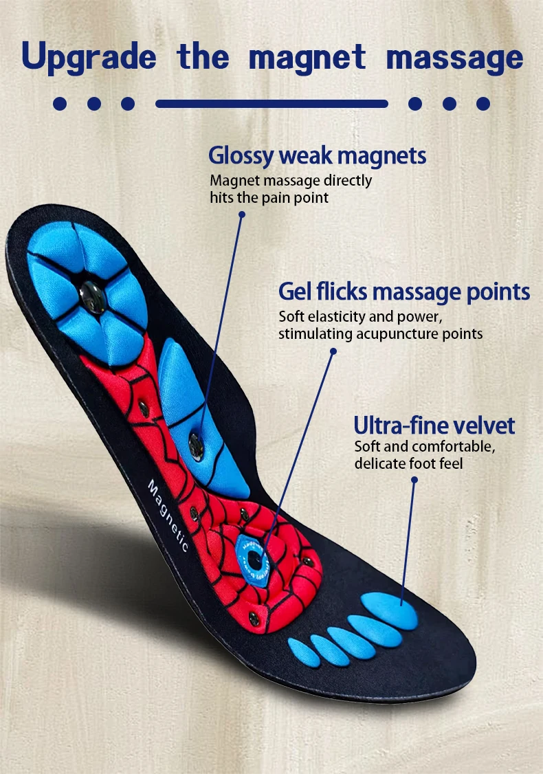 Magnetic Therapy Massage Insoles Men Foot Acupoint Massage Insoles Arch Support Orthopedic Insole Comfort Shoe Pads 1Pair/2Pair