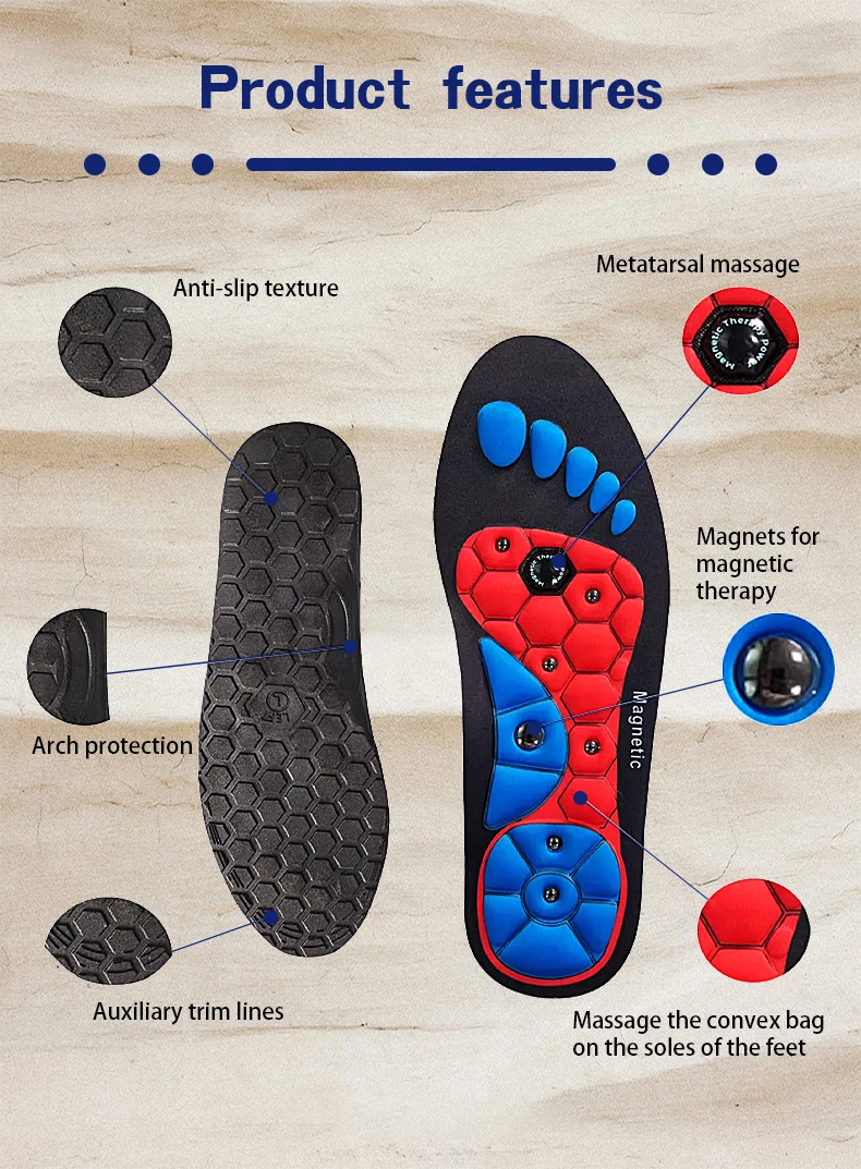 Magnetic Therapy Massage Insoles Men Foot Acupoint Massage Insoles Arch Support Orthopedic Insole Comfort Shoe Pads 1Pair/2Pair