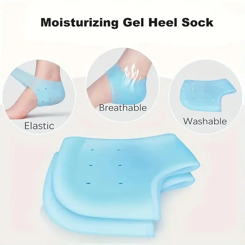 Washable Blue Silicone Heel Protectors | Unisex for Day & Night Care | Breathable & Long-Lasting Comfort