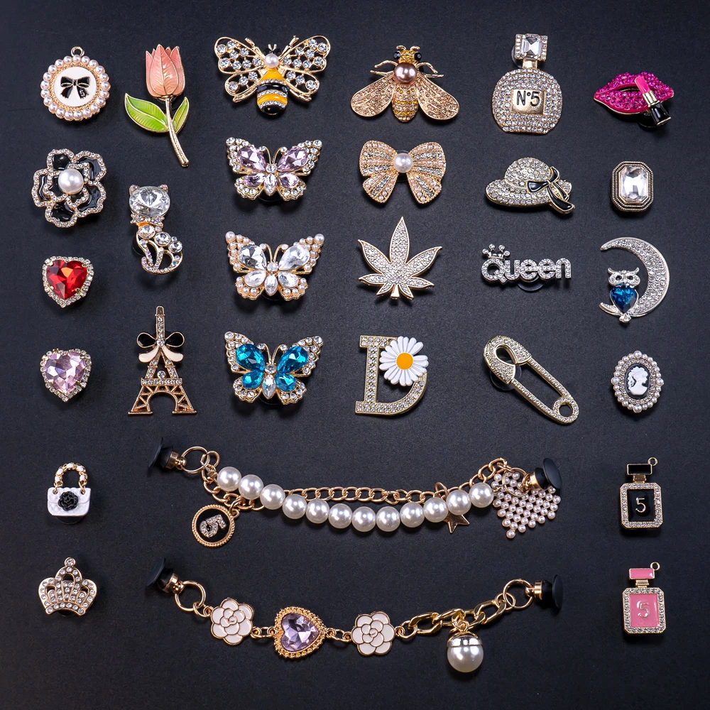 1pcs Designer Golden Crown Metal Shoe Charms Sea Star Shell Luxury Decorations for Shoe Accessorie Heart Pins for Women Girls