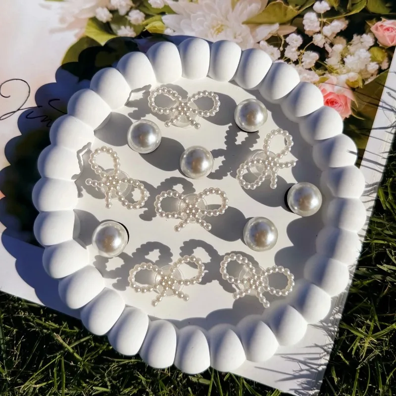 Designer Quality DIY Hole Shoe Charms Set with Sweet Pearl And String Bow Garden Shoe Decorations for Girls Gift