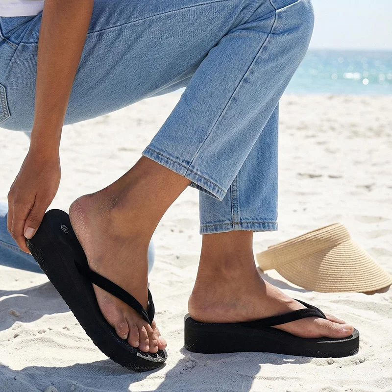 Women's Wedge Heel Flip-flops Summer Shoes Slippers 5CM Beach Home Slippers Women's Flip-flops Foam Slippers