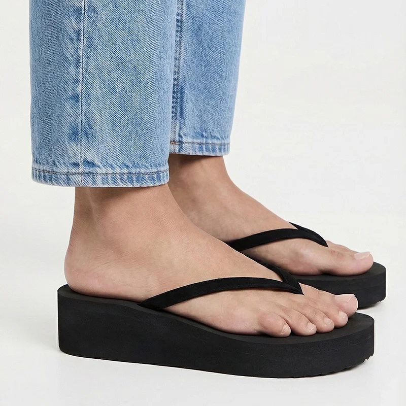 Women's Wedge Heel Flip-flops Summer Shoes Slippers 5CM Beach Home Slippers Women's Flip-flops Foam Slippers