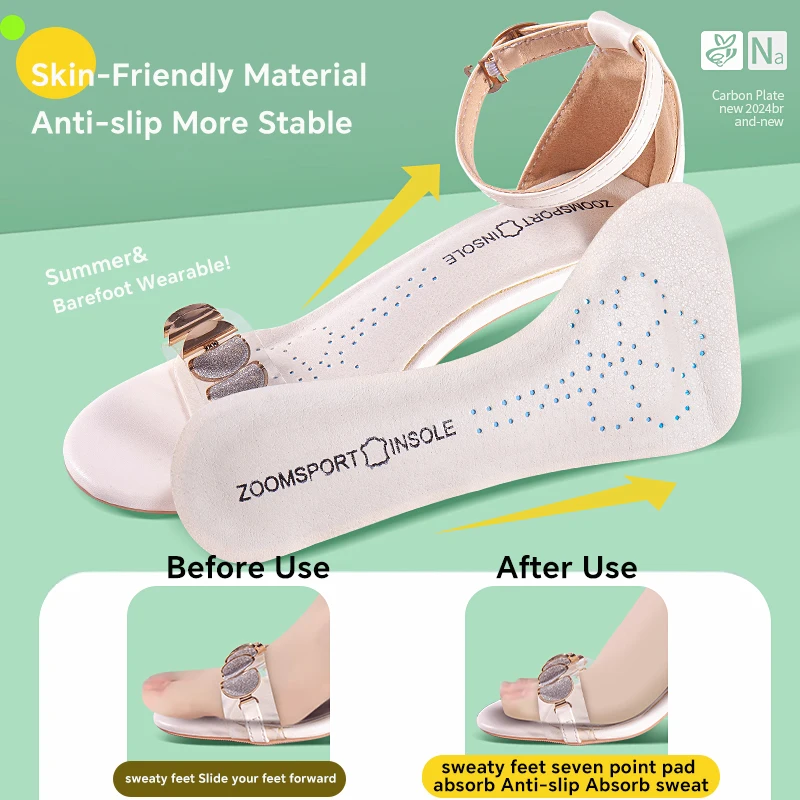 Leather Self-adhesive Insoles for Women High-heels Sandals Anti Slip Breathable and Sweat-absorbent Shoe Pad Adhesive Stickers