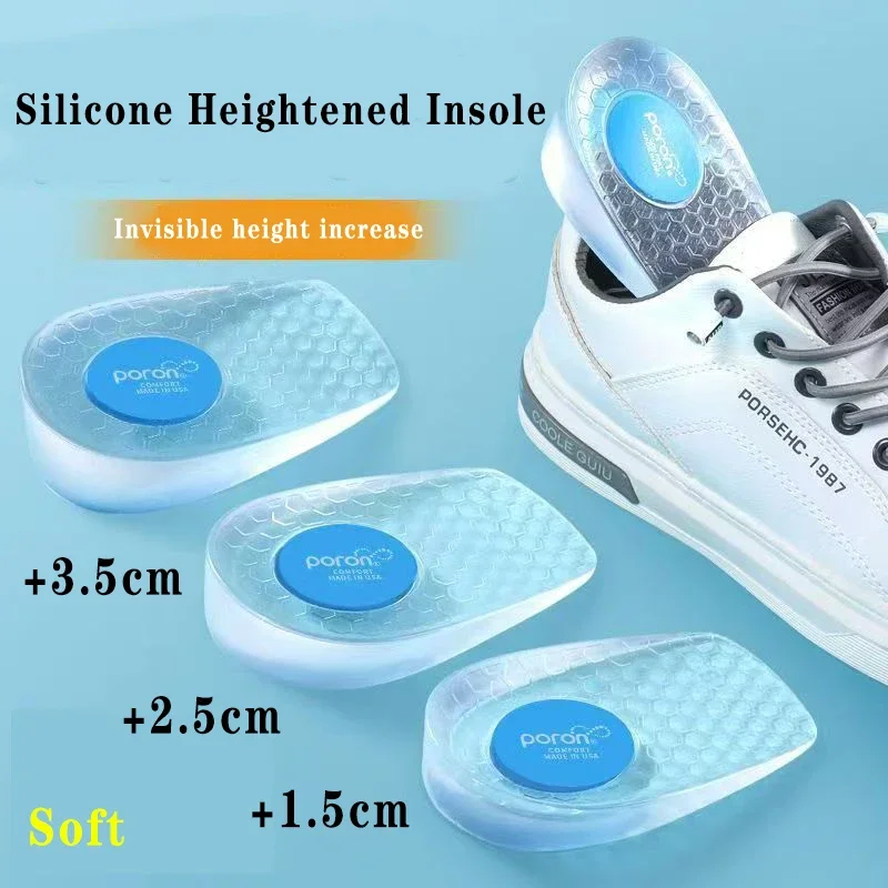 Height-Increasing Insoles for Men and Women, Silicone Invisible Height-Increasing Pads, Shoe Height-Increasing Pads, Heel Height-Increasing Gel Insoles