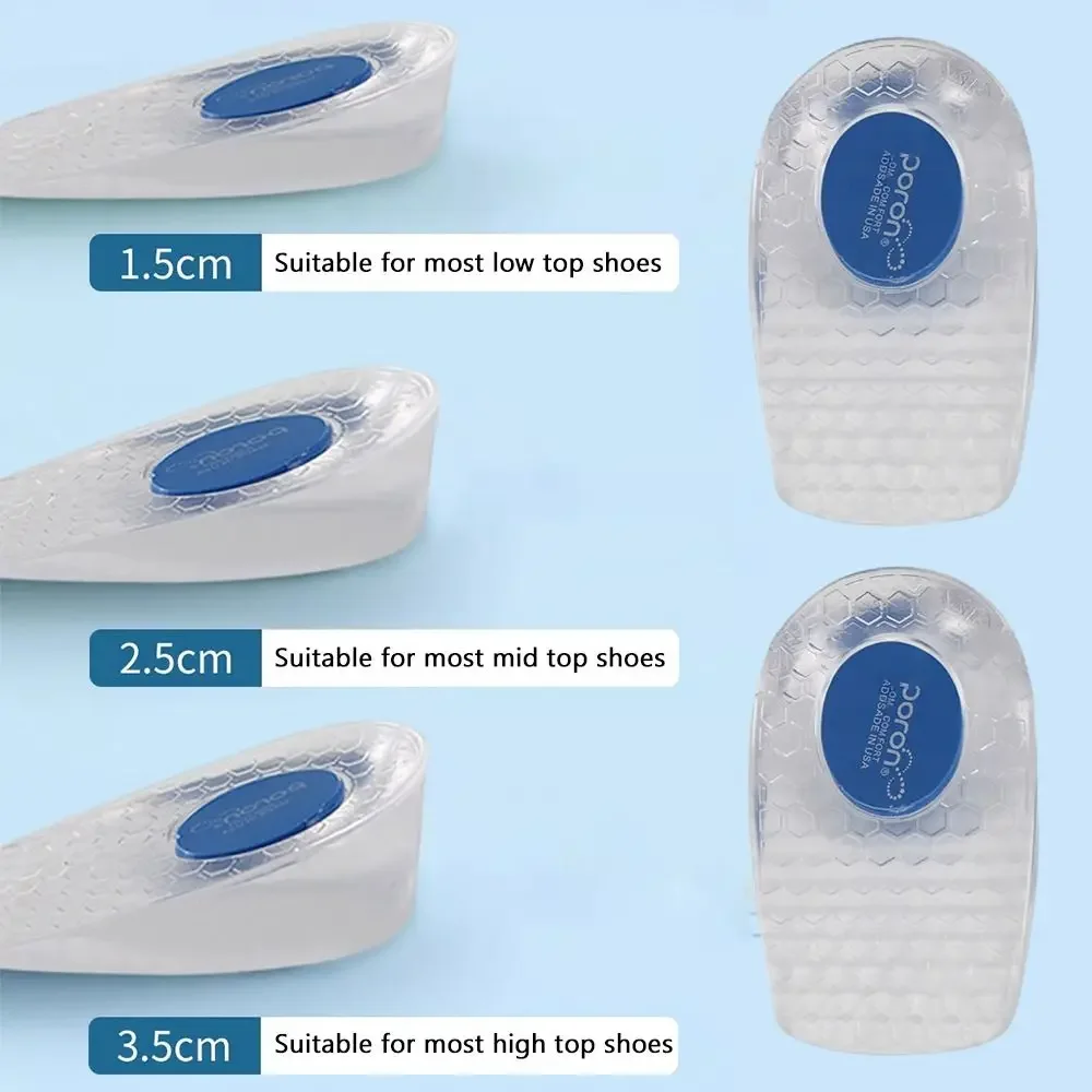 Height-Increasing Insoles for Men and Women, Silicone Invisible Height-Increasing Pads, Shoe Height-Increasing Pads, Heel Height-Increasing Gel Insoles